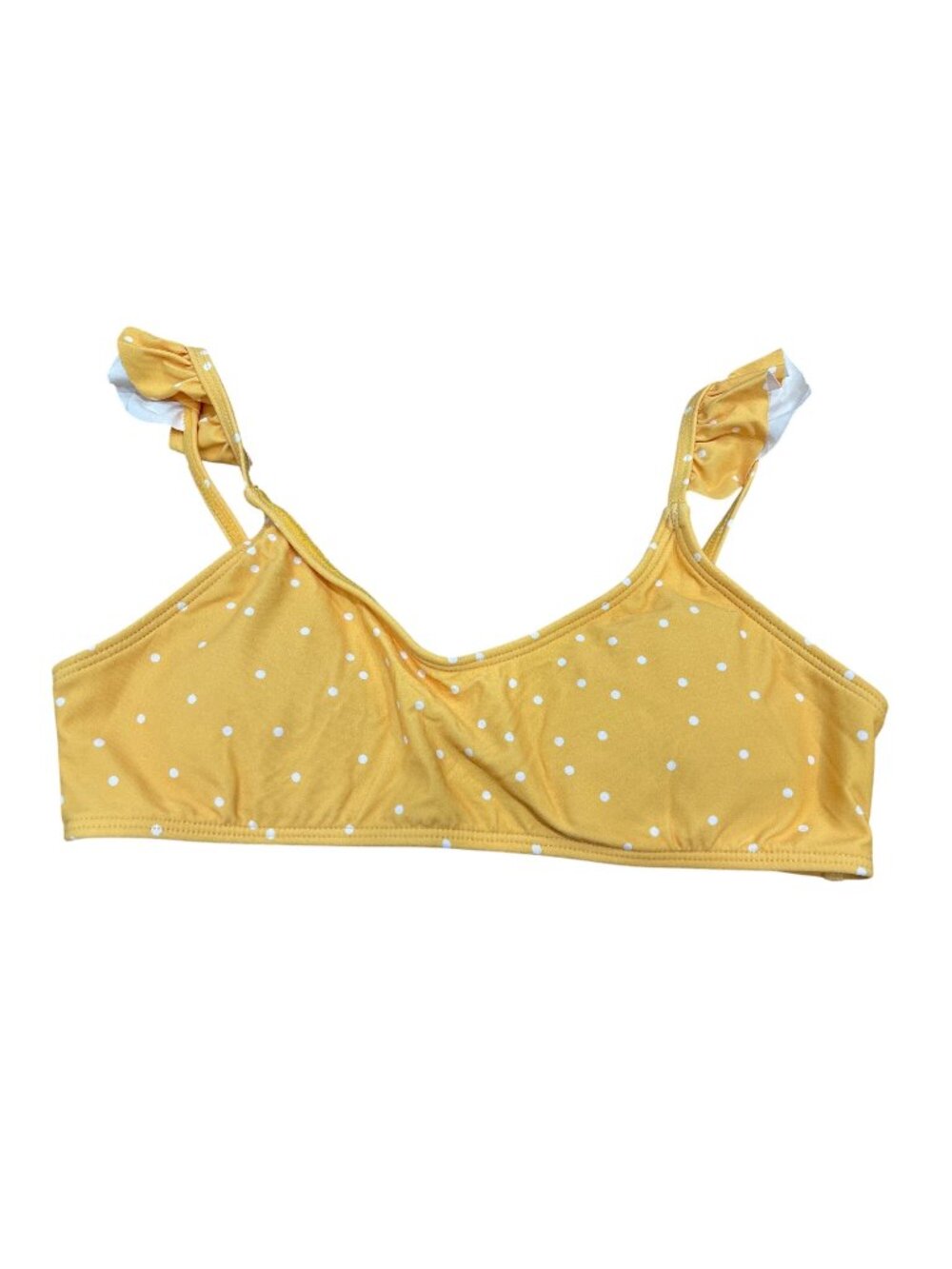 O'Neill 12 Yellow Polka Dot Ruffle Straps Bikini Top Retro Cottagecore
